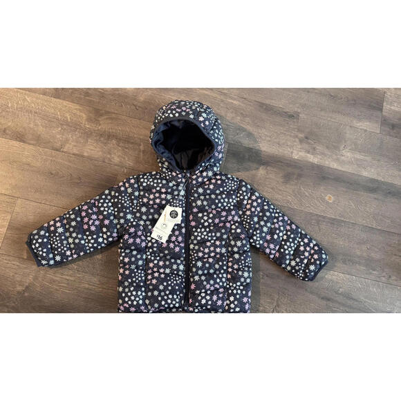 George Kids Puffer Jacket 3T Navy Floral Print Recycled Polyfill - Picture 1 of 3